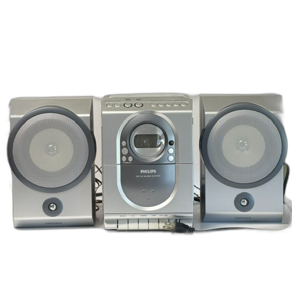 Philips MC138/37 Micro Hi-Fi Stereo CD Cassette AM/FM Speakers Remote Tested